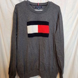 Tommy Hilfiger Flag Sweater Brand Logo Cotton Adult XXL Gray Cotton